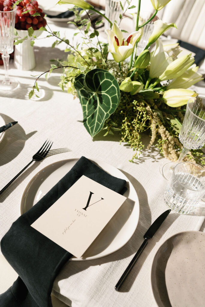 Black and White Personalised Wedding Menus