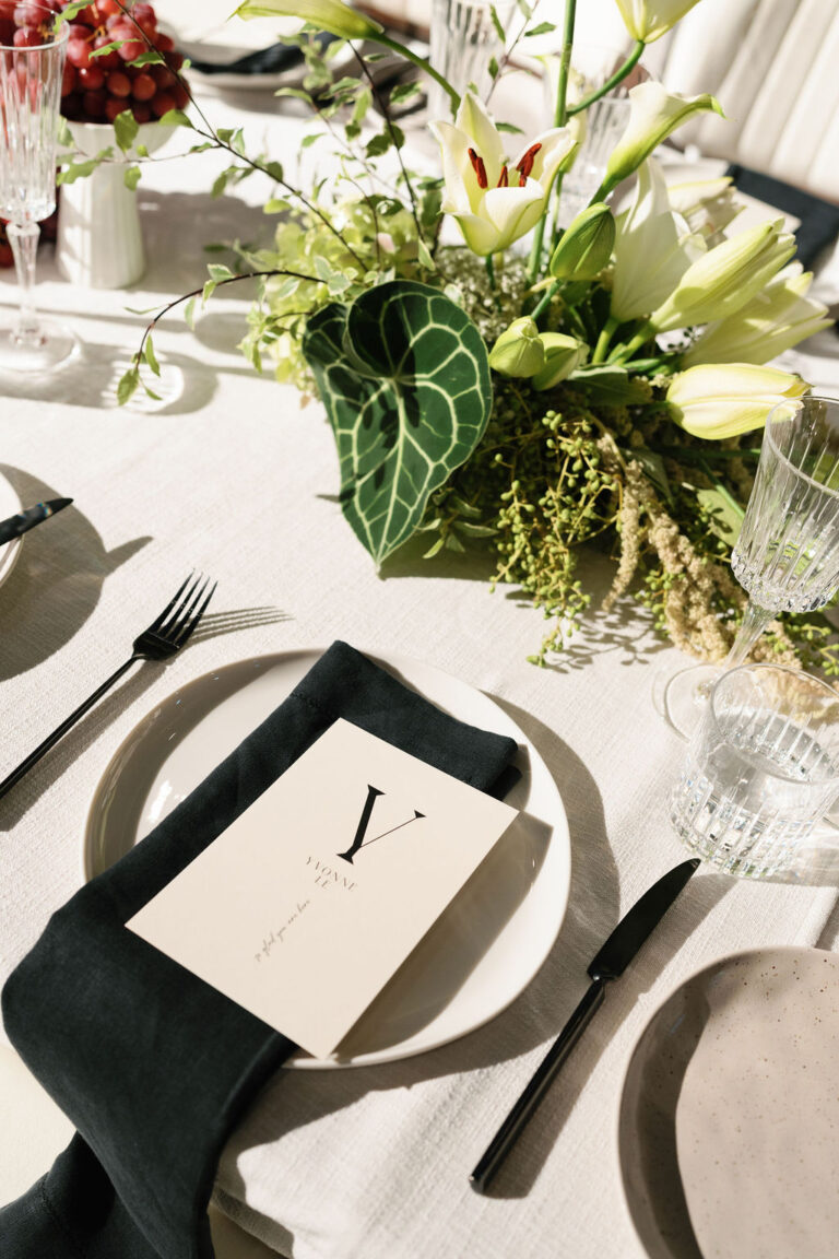 Black and White Wedding Menus