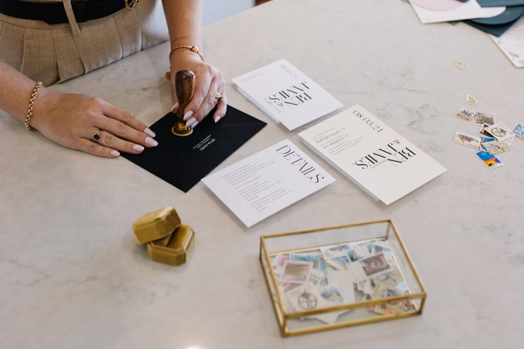 Full service wedding invitations, stationery, website and signage