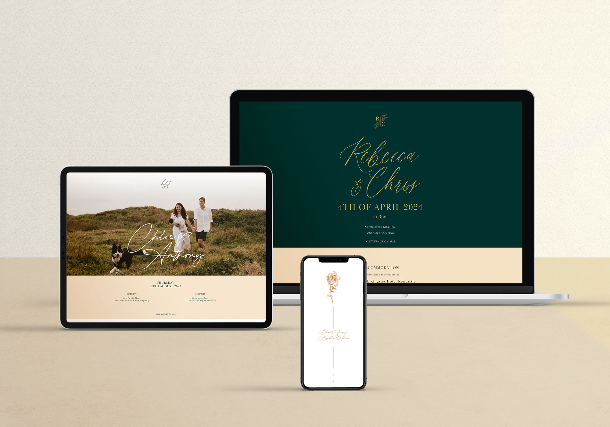 Custom wedding websites for mobile and tablet