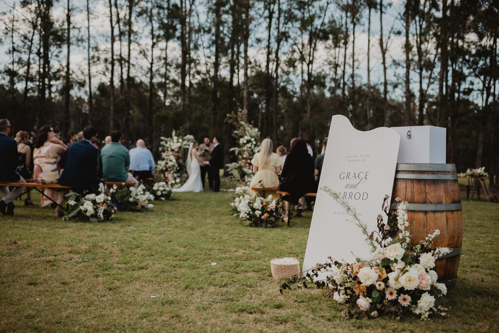 Large Board white Wedding Welcome sign at Rydges Resort Hunter Valley