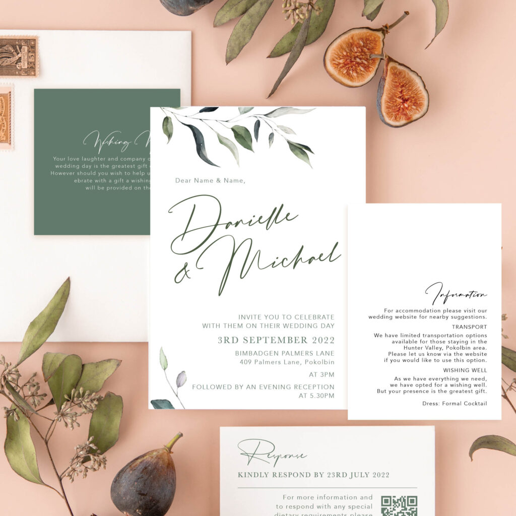 Full service wedding invitations, stationery, website and signage