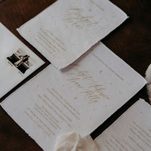 deckled-edge-torn-wedding-invitations Deckled edge torn wedding invitations and custom wedding postage stamp